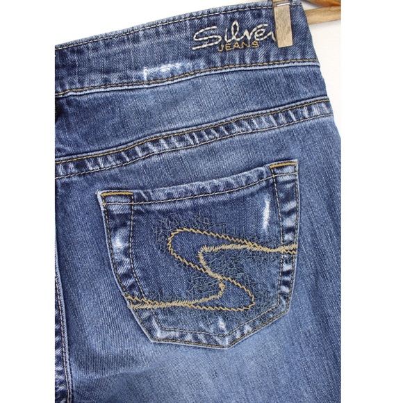 Silver Jeans Distressed Flare Hemmed Cuff Jeans 26 2 Preowned - Picture 8 of 10